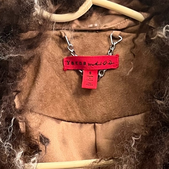 ☃️ ModODoc Suede Coat with feather fur collar size Small - Picture 4 of 10